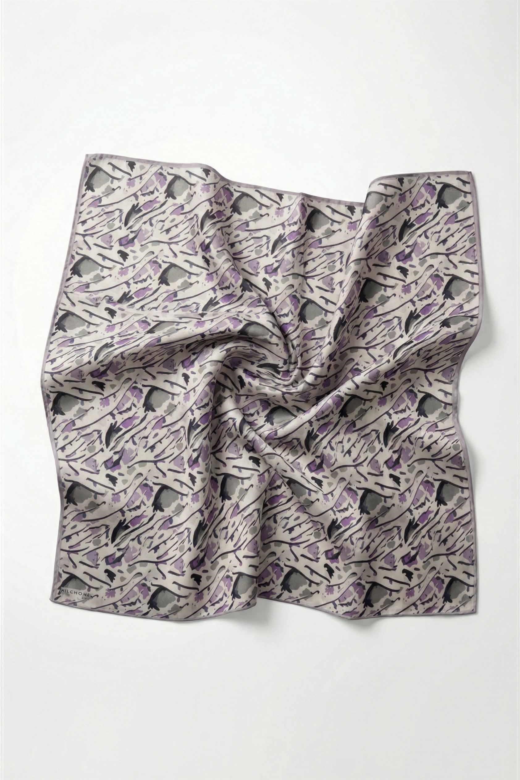 Pamuk Karışımlı Soft Eşarp Fırça Darbeli Desen Silver 90x90