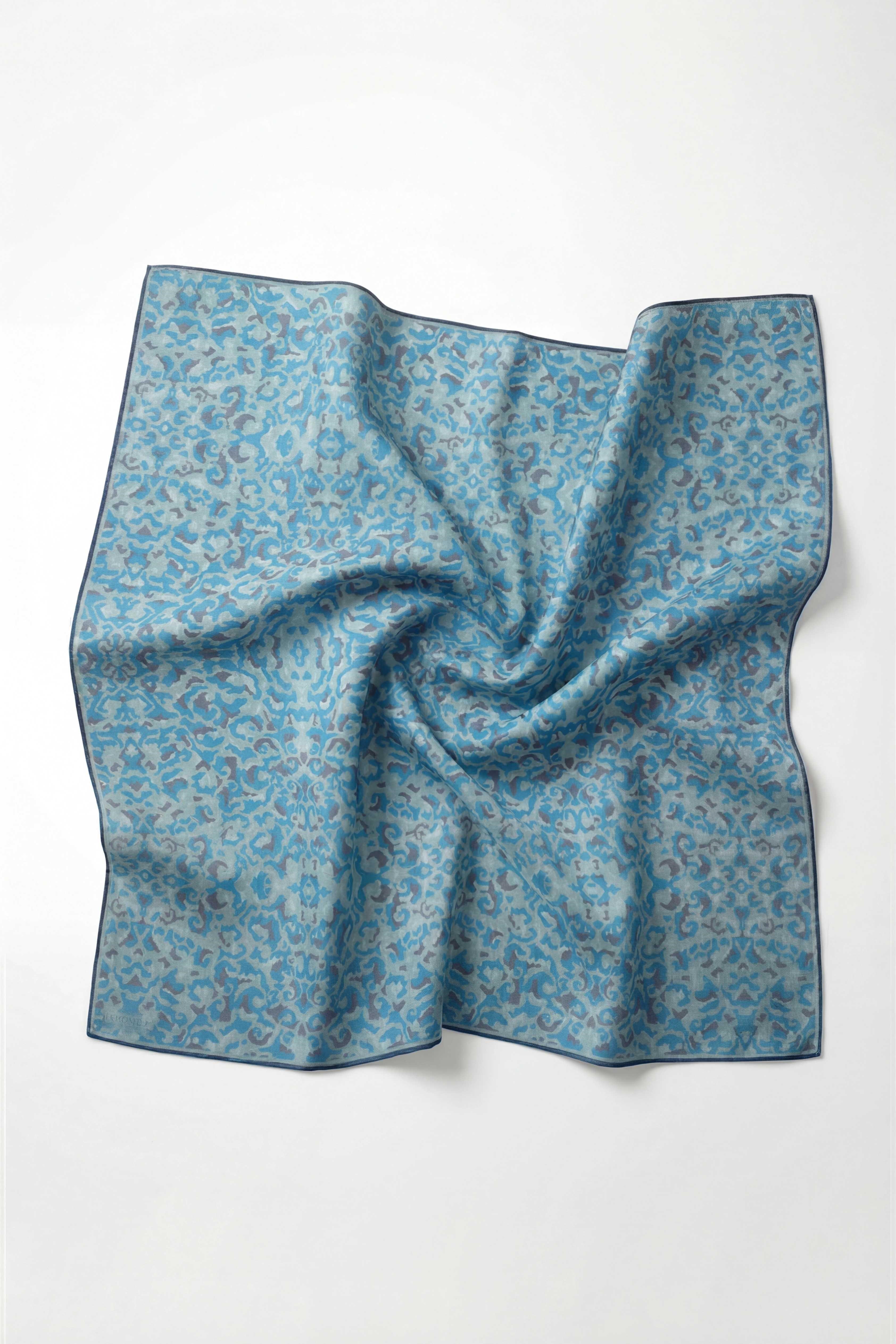 Pamuk Karışımlı Soft Eşarp Sis Motif Desen Gök Mavi 90X90