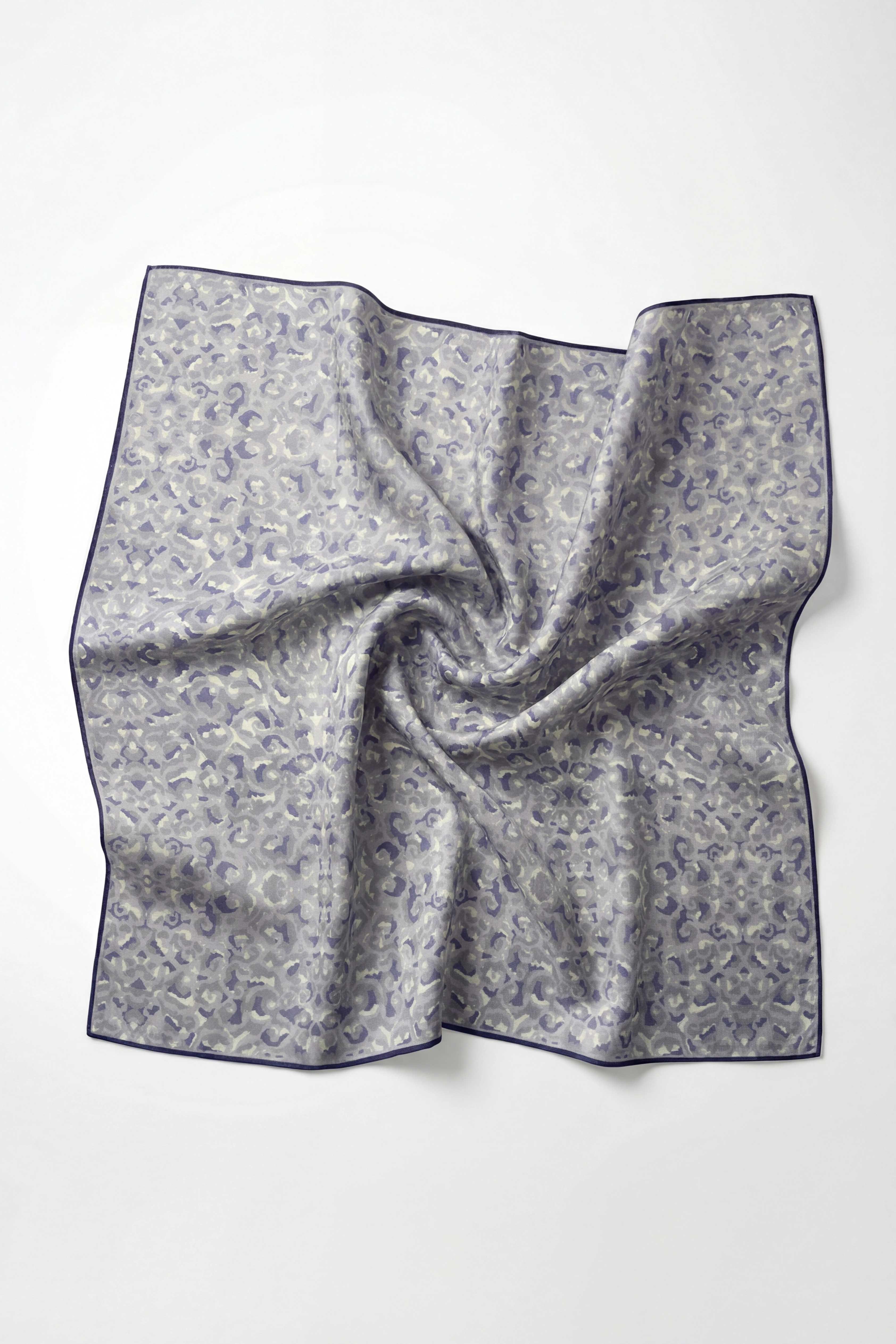 Pamuk Karışımlı Soft Eşarp Sis Motif Desen Gri 90X90