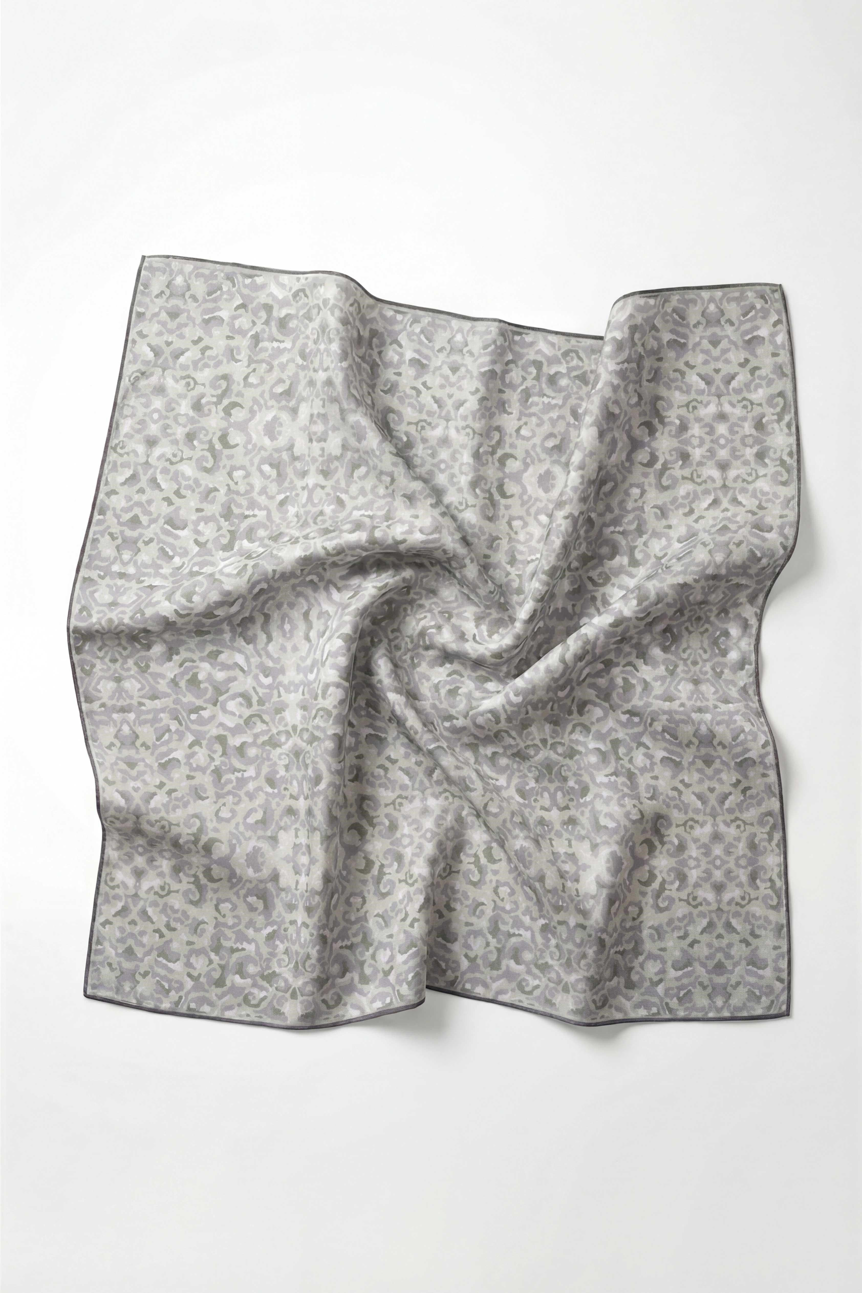 Pamuk Karışımlı Soft Eşarp Sis Motif Desen Uçuk Gri 90X90