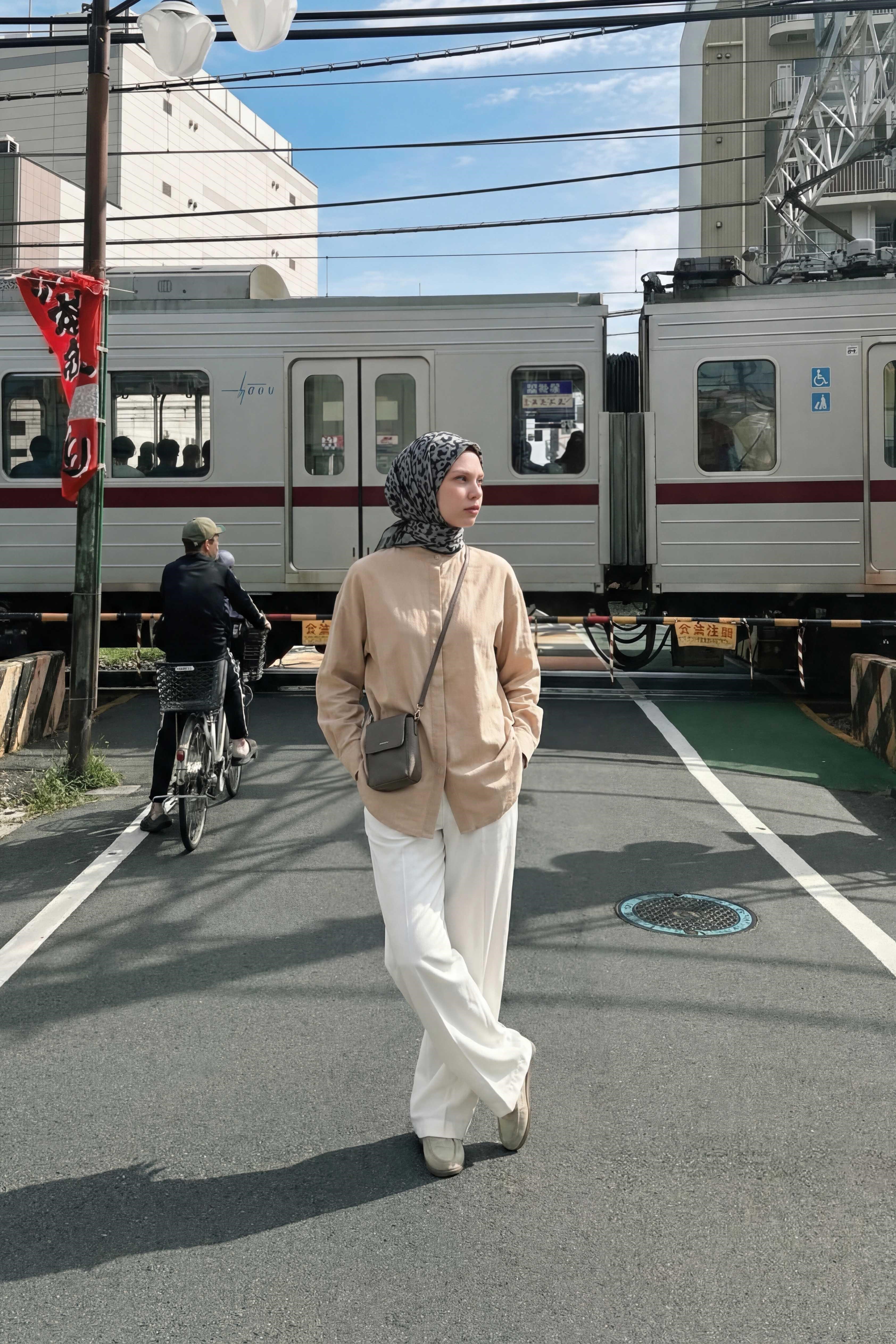 Pamuk Karışımlı Soft Eşarp Sis Motif Desen Siyah 90X90
