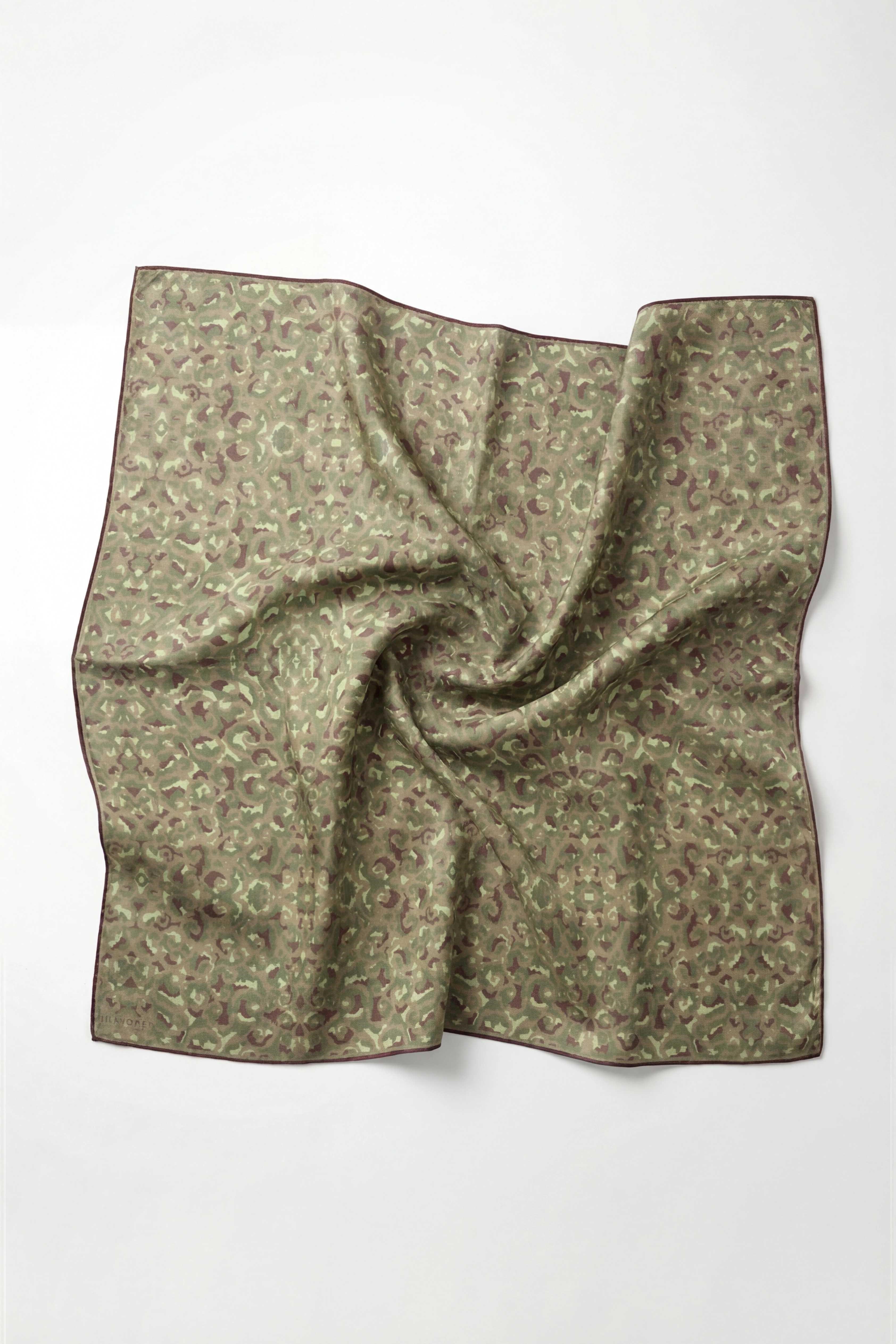 Pamuk Karışımlı Soft Eşarp Sis Motif Desen Haki 90X90