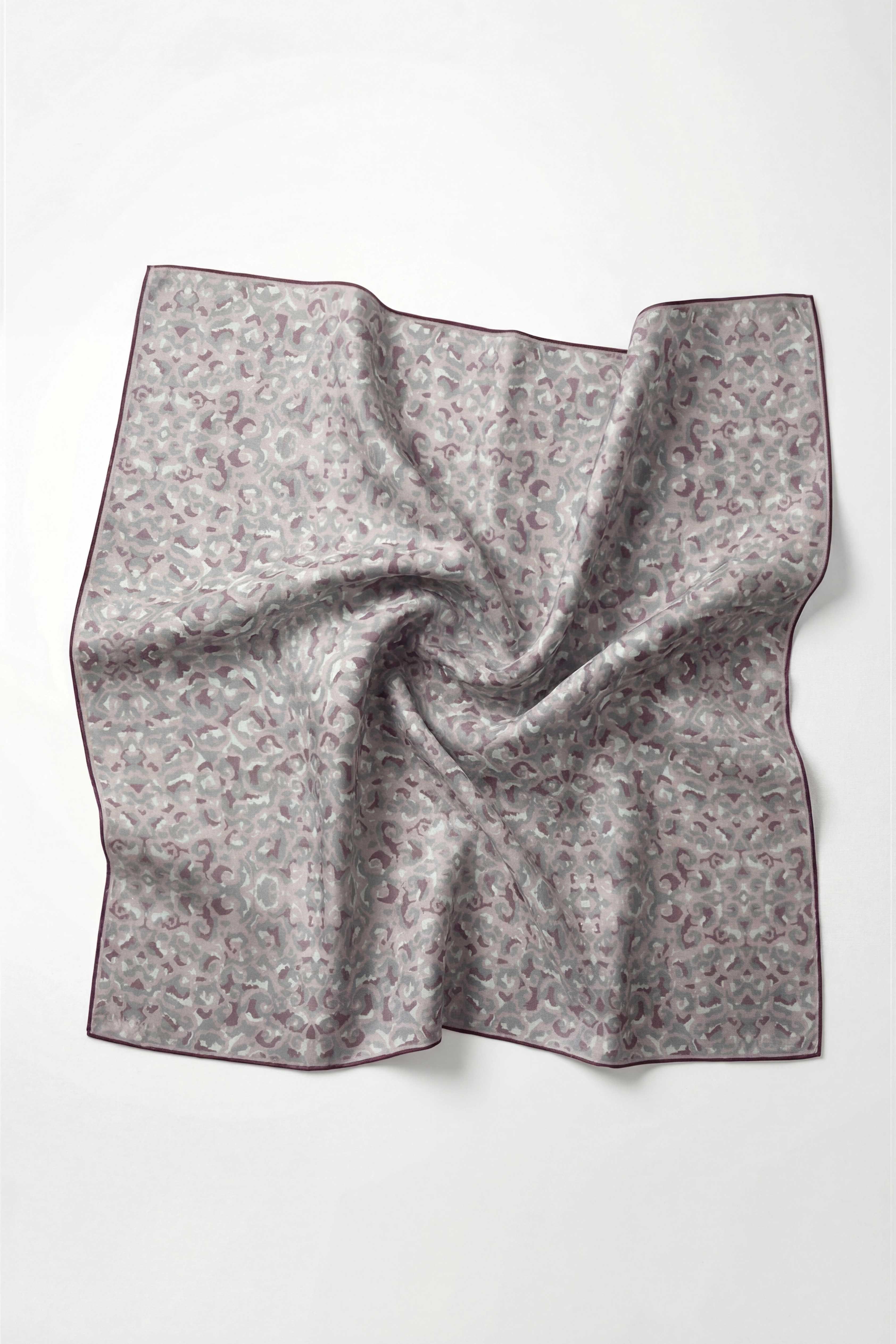 Pamuk Karışımlı Soft Eşarp Sis Motif Desen Soluk Lila 90X90