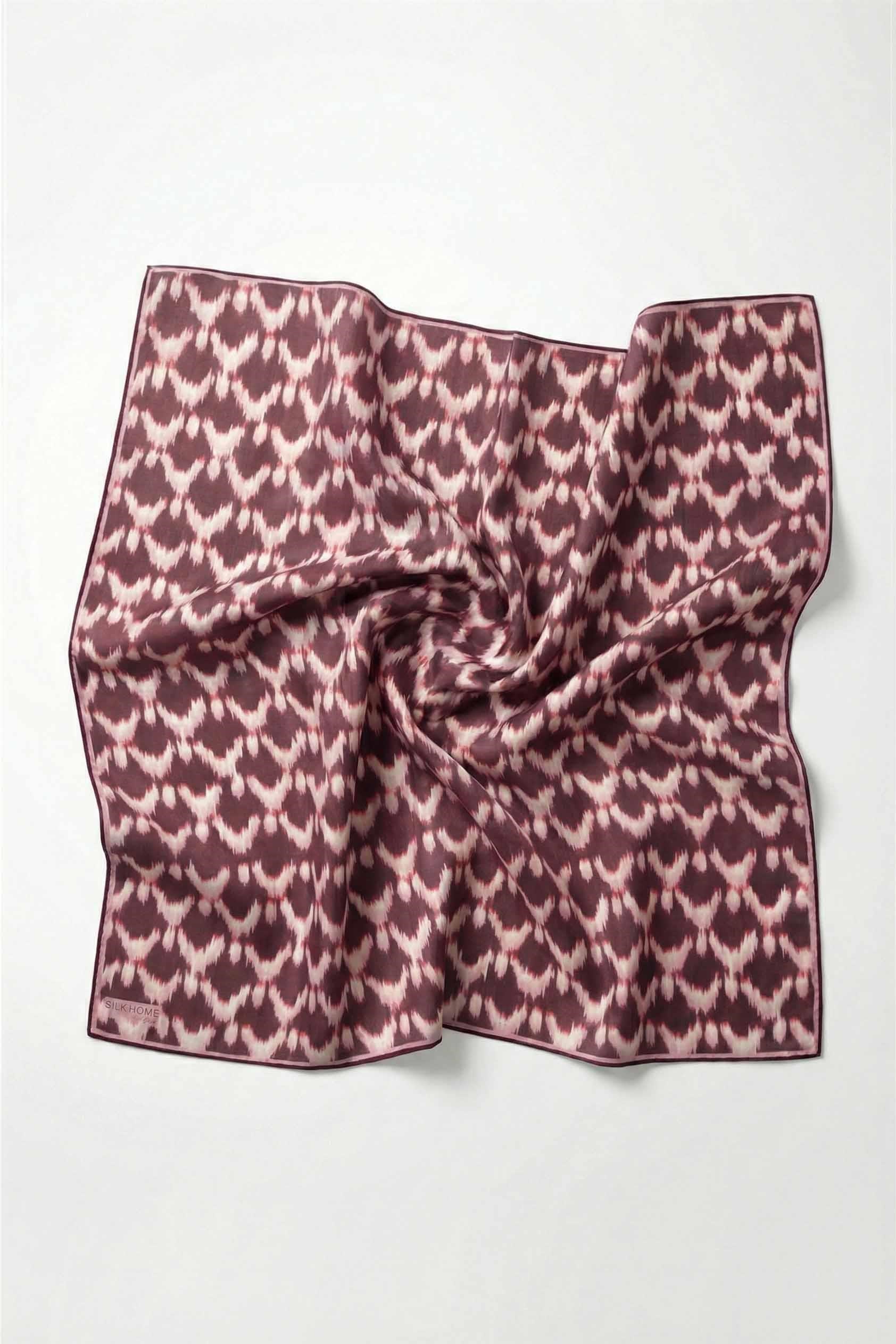 Pamuk Karışımlı Soft Eşarp Zikzak Akış Desen Mürdüm 90x90