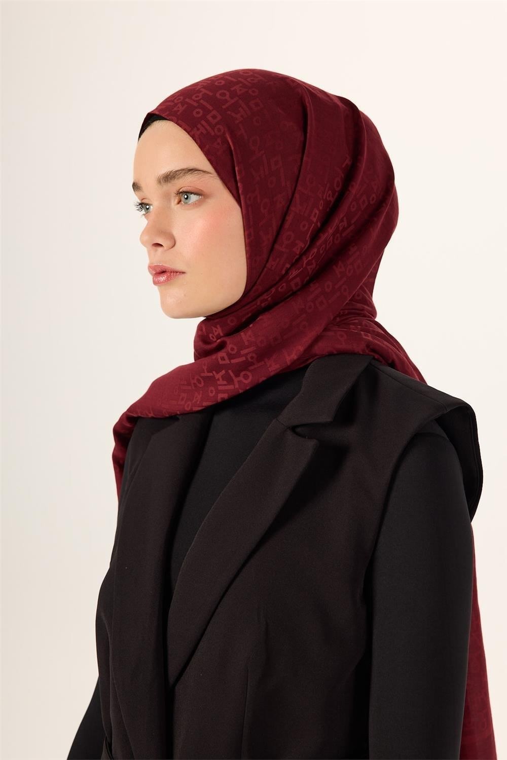 Pamuk Polyester Liva Şal Bordo Nefes Alan Dokulu 90x200