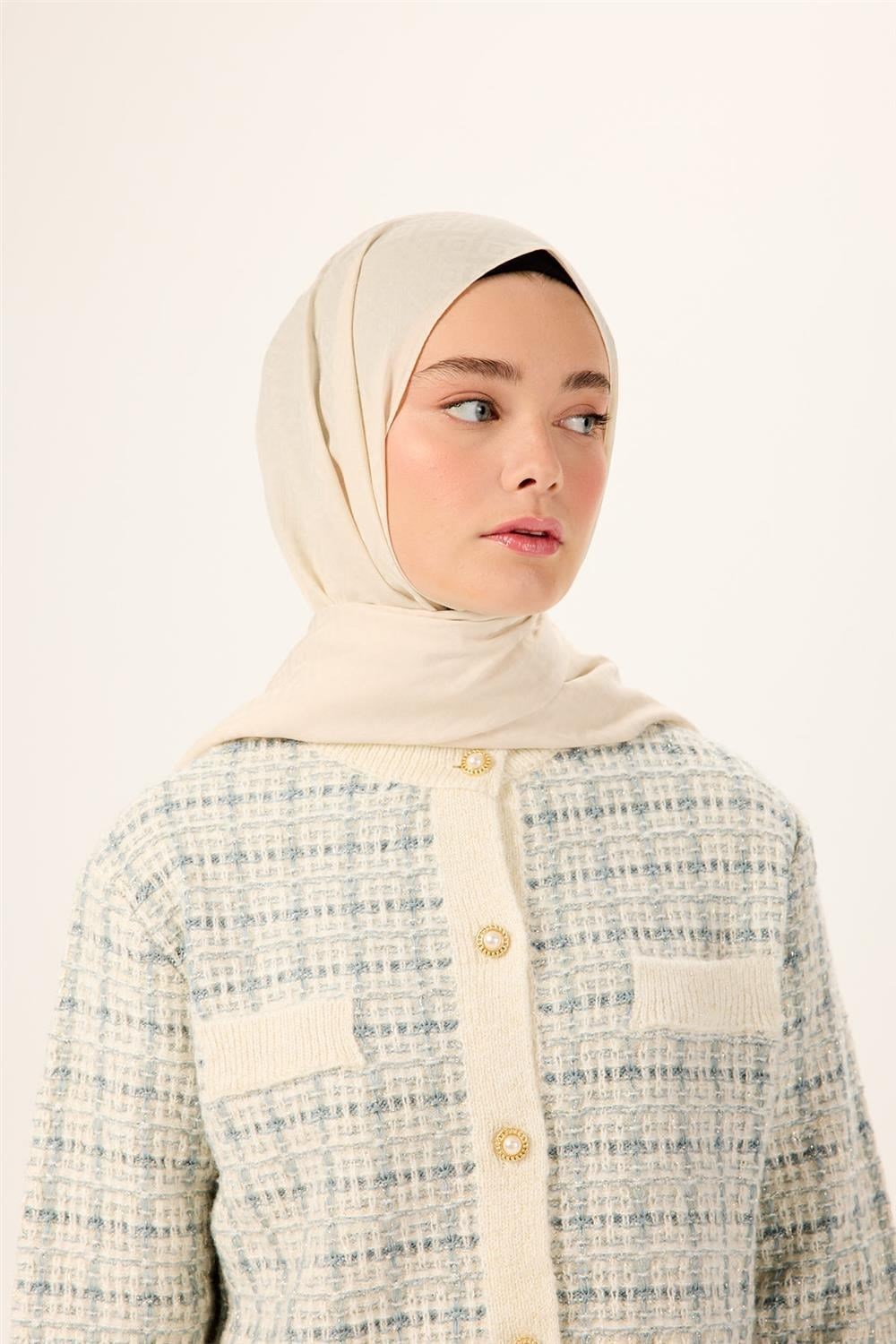 Pamuk Polyester Liva Şal Ekru Dokulu Nefes Alan Doğal Yapılı 90x200