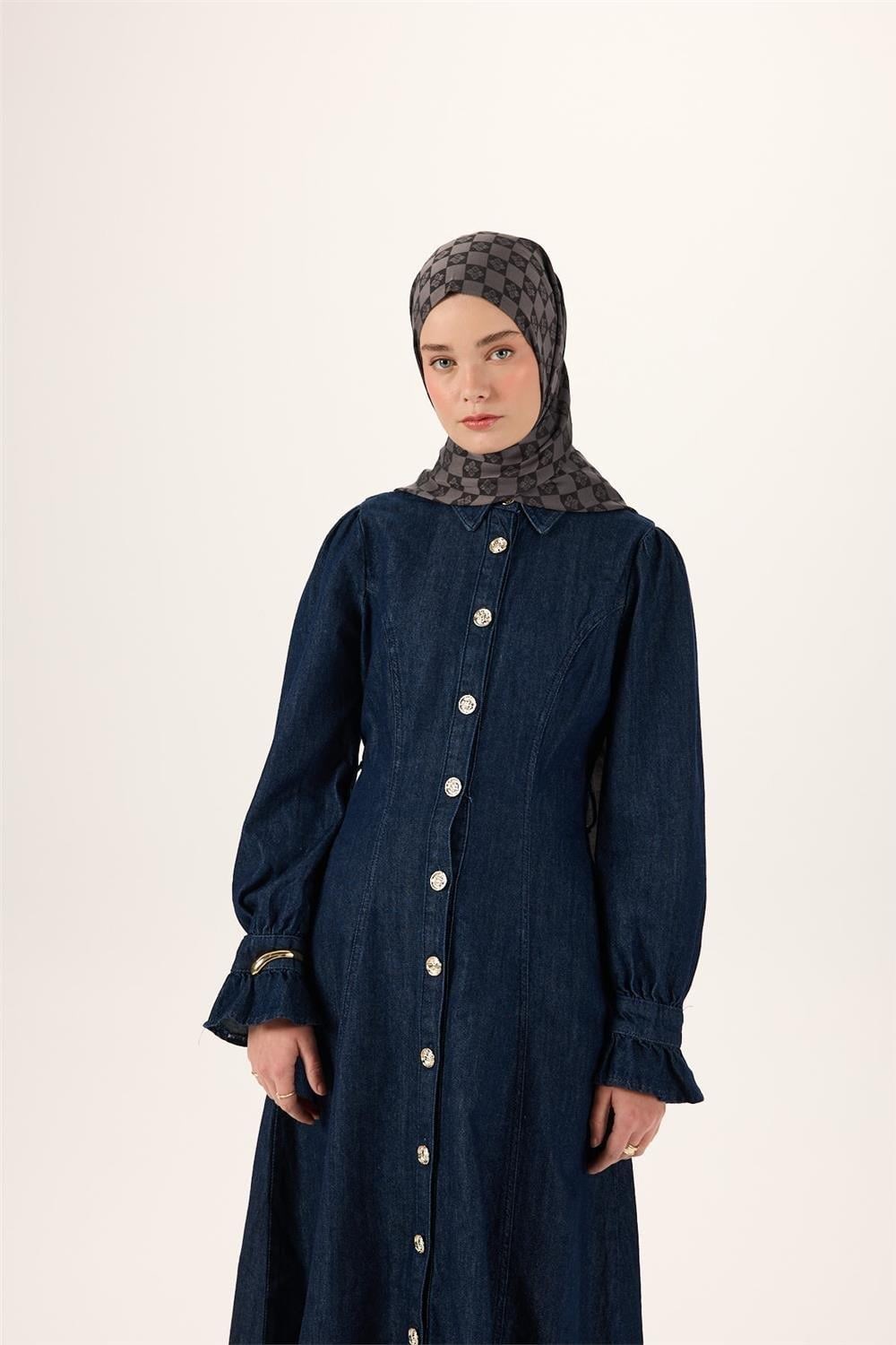 Pamuk Polyester Liva Şal Füme Desenli Tok Duruşlu 90x200