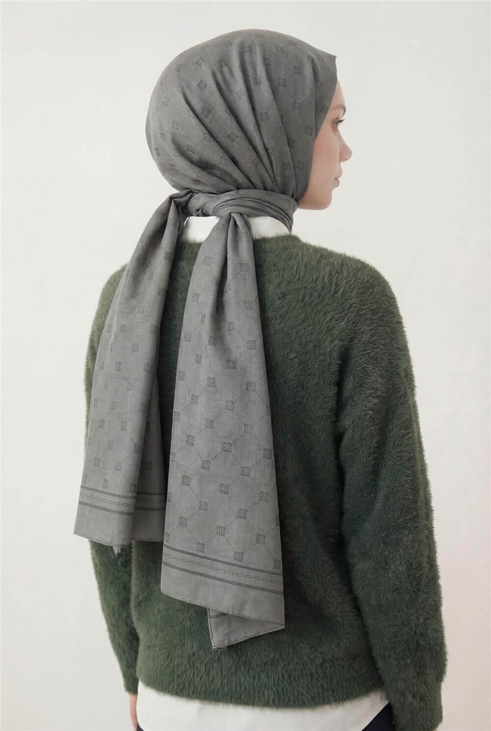 Pamuk Polyester Liva Şal Gri Nefes Alan Dokulu 90x200