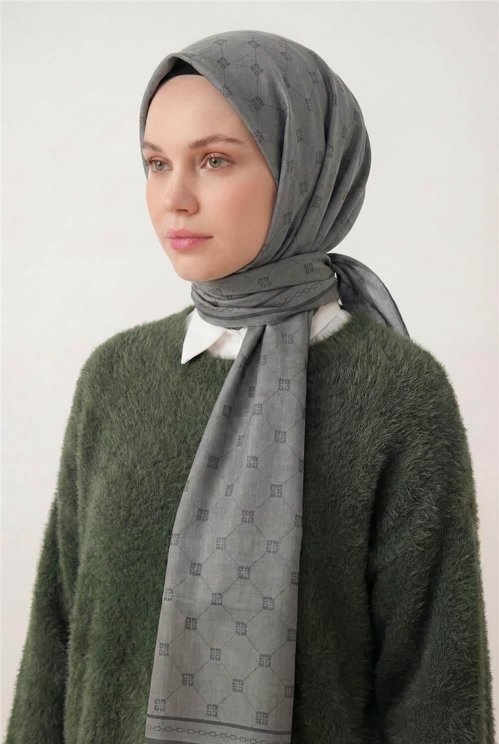 Pamuk Polyester Liva Şal Gri Nefes Alan Dokulu 90x200