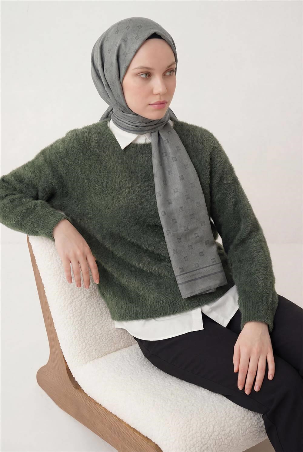 Pamuk Polyester Liva Şal Gri Nefes Alan Dokulu 90x200