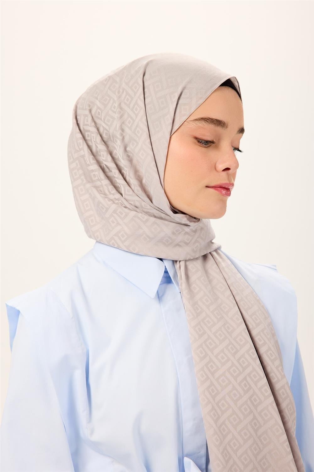 Pamuk Polyester Liva Şal Gümüş Dokulu Nefes Alan Doğal Yapılı 90x200