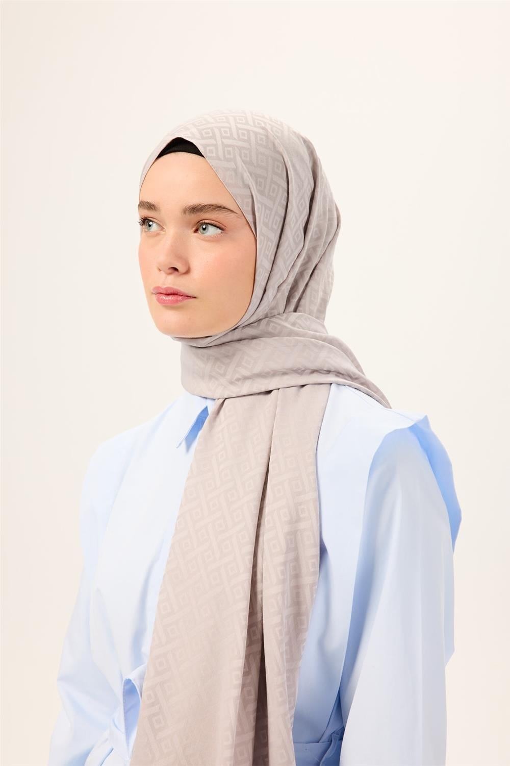 Pamuk Polyester Liva Şal Gümüş Dokulu Nefes Alan Doğal Yapılı 90x200