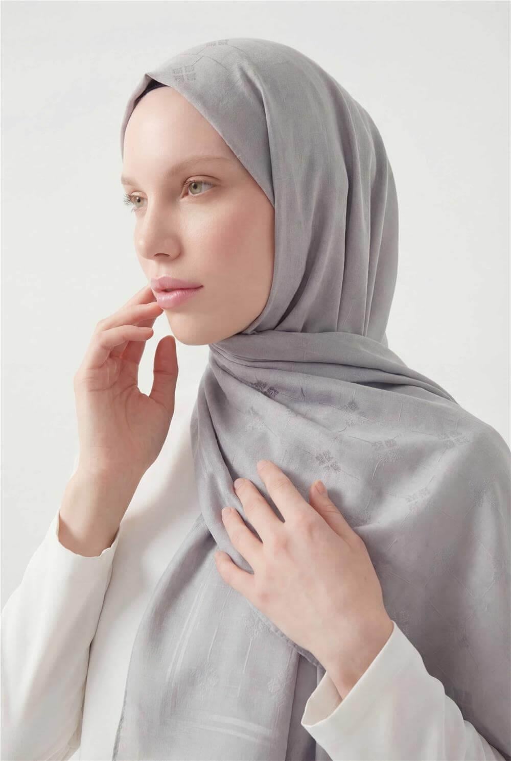 Pamuk Polyester Liva Şal Gümüş Nefes Alan Dokulu Tok Duruşlu 90x200