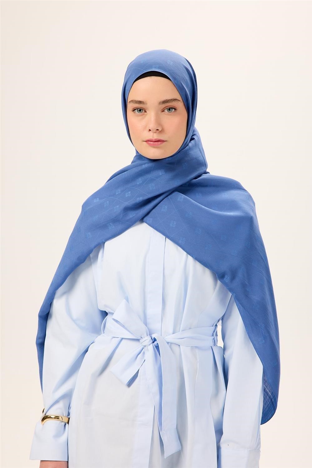 Pamuk Polyester Liva Şal İndigo Dokulu Nefes Alan Doğal Yapılı 90x200