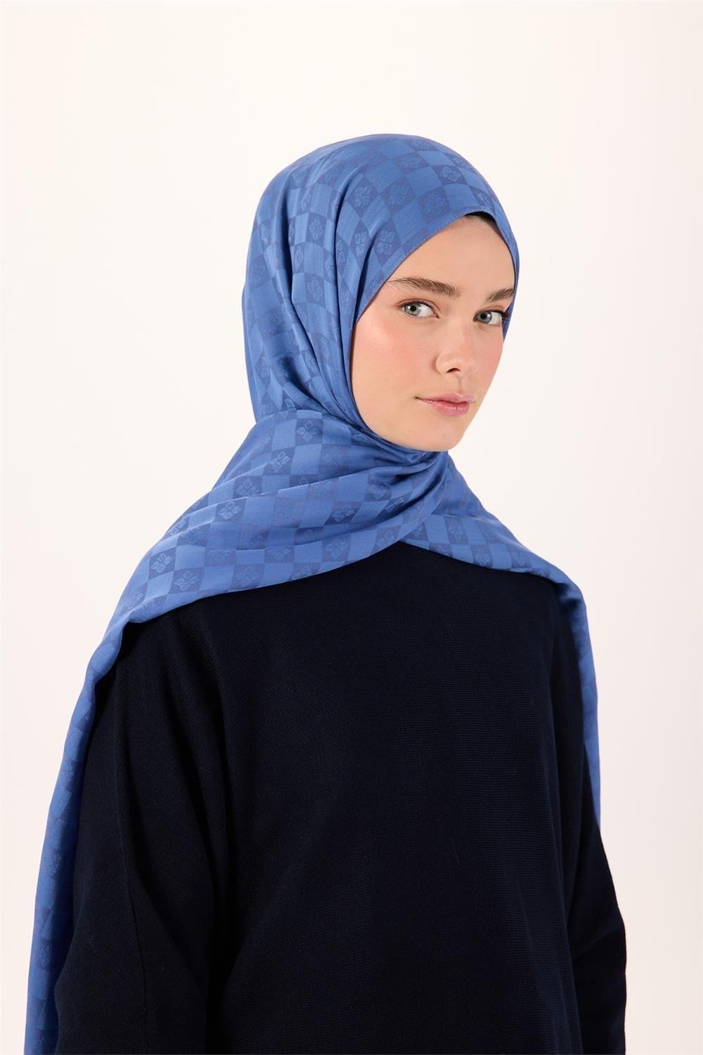 Pamuk Polyester Liva Şal İndigo Dokulu Nefes Alan 90x200