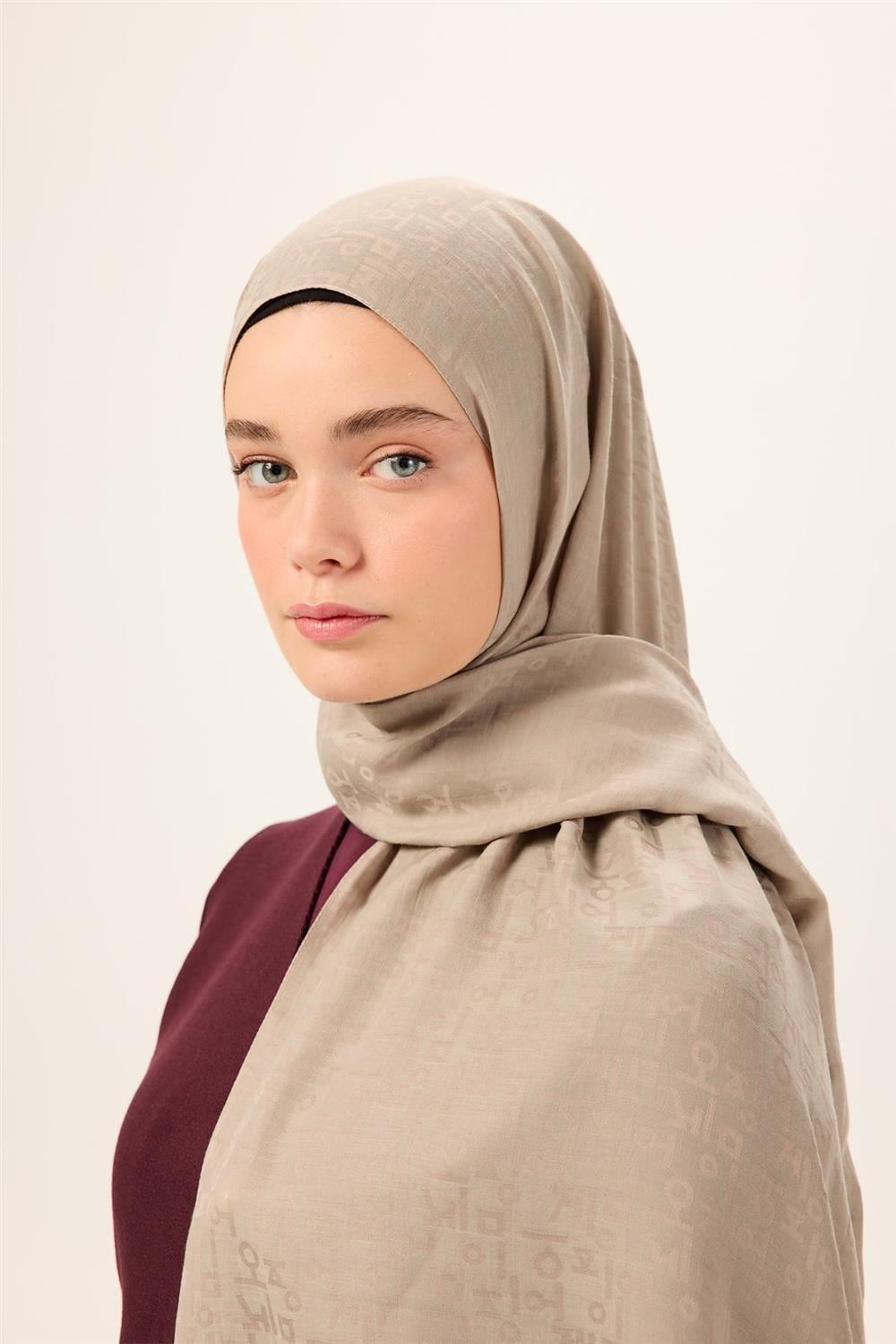 Pamuk Polyester Liva Şal Koyu Bej Kaymaz Tok Duruşlu 90x200