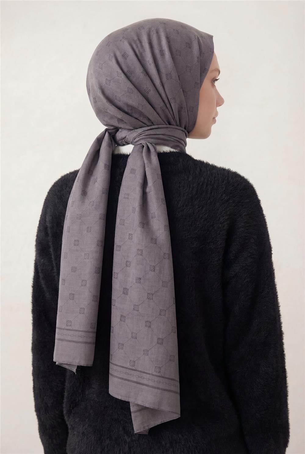 Pamuk Polyester Liva Şal Koyu Lila Nefes Alan Dokulu 90x200
