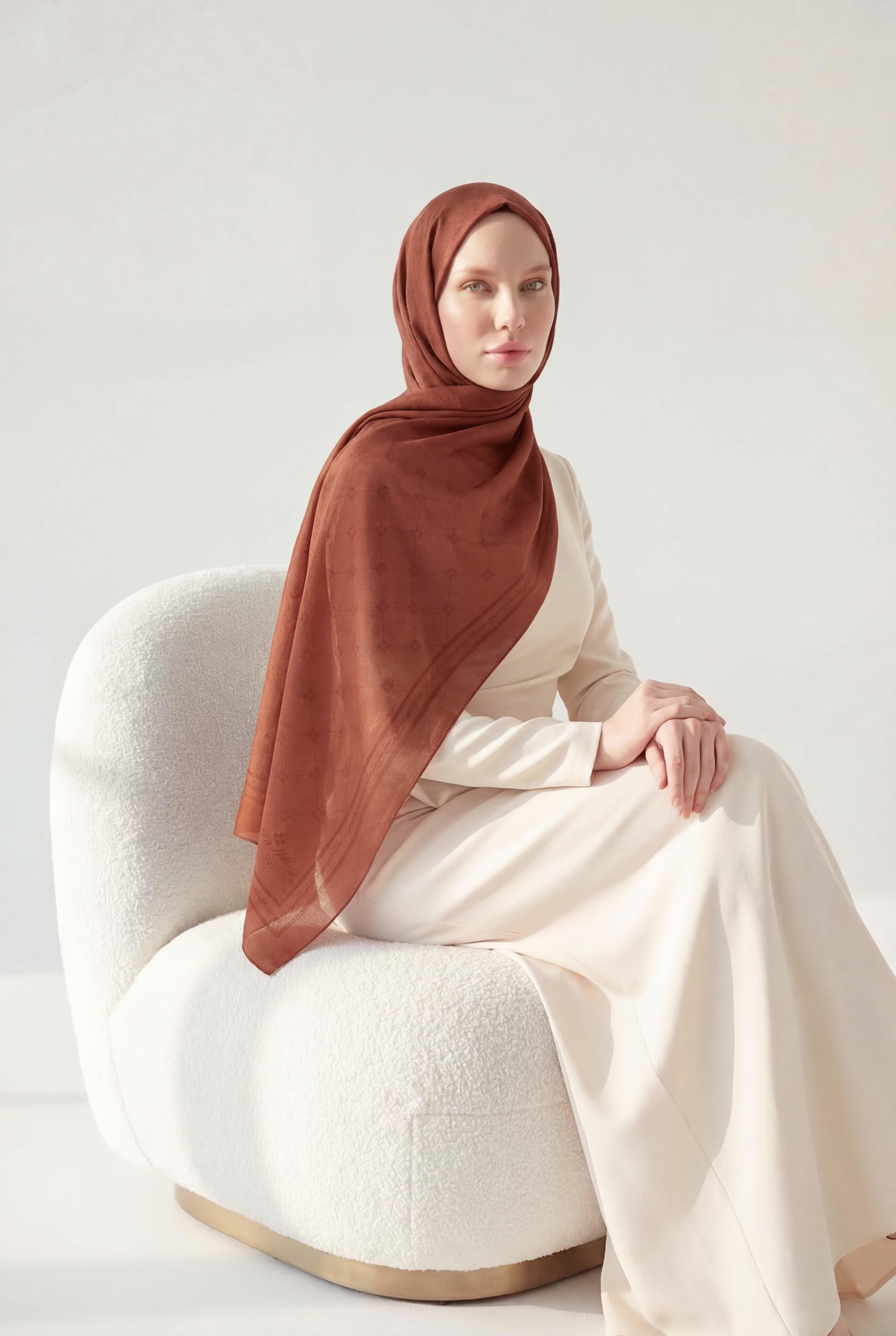 Pamuk Polyester Liva Şal Koyu Turuncu Nefes Alan Dokulu 90x200