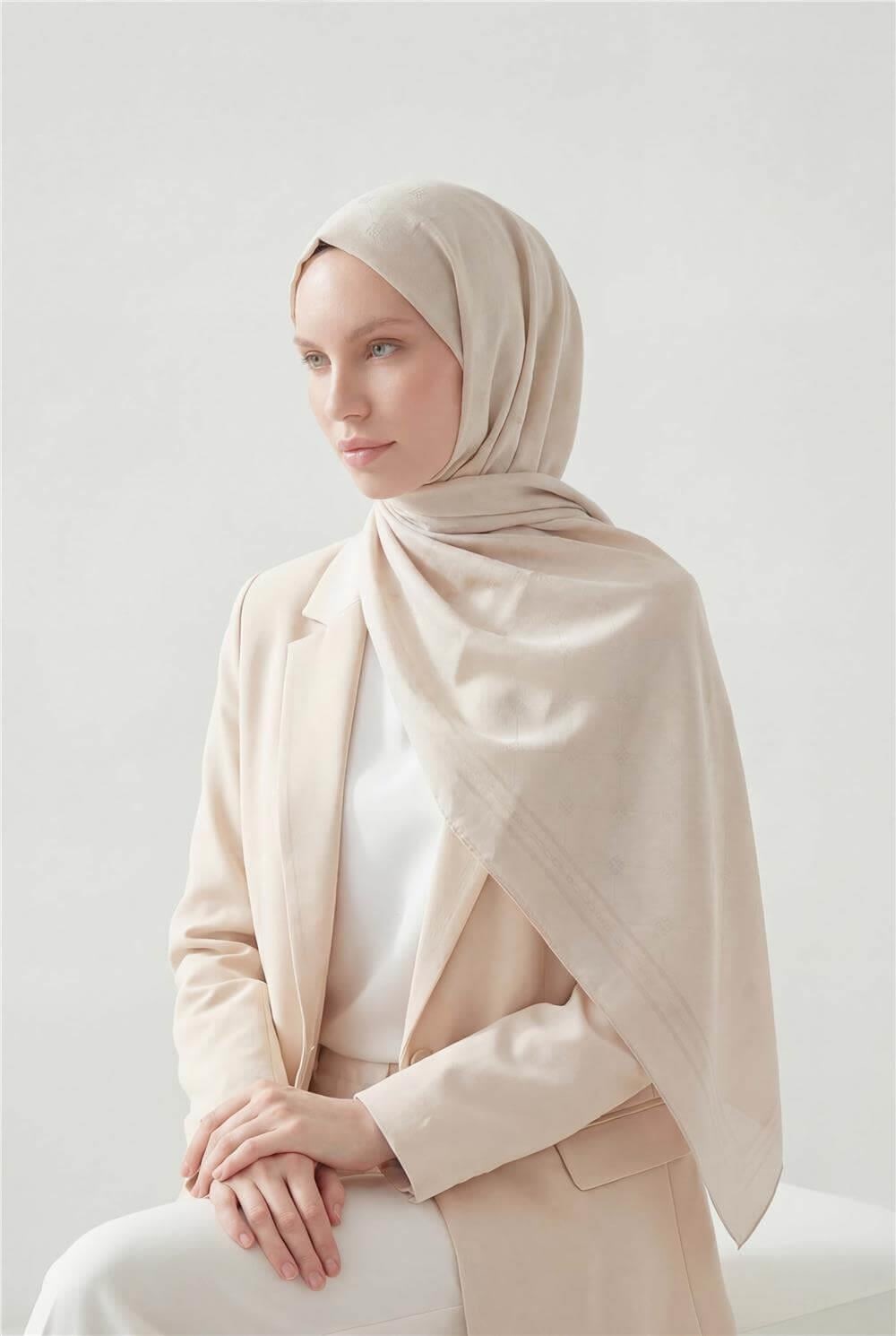 Pamuk Polyester Liva Şal Krem Nefes Alan Dokulu 90x200