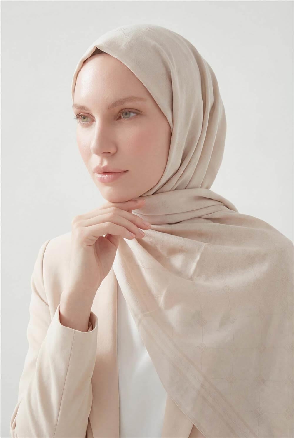 Pamuk Polyester Liva Şal Krem Nefes Alan Dokulu 90x200