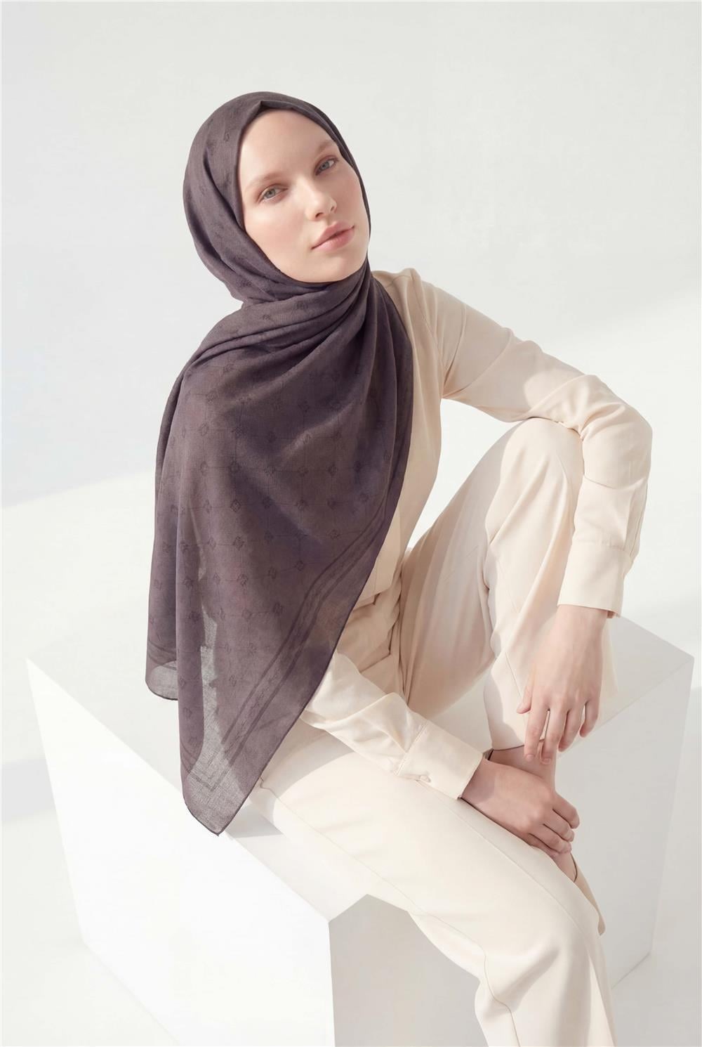 Pamuk Polyester Liva Şal Lavanta Nefes Alan Dokulu 90x200