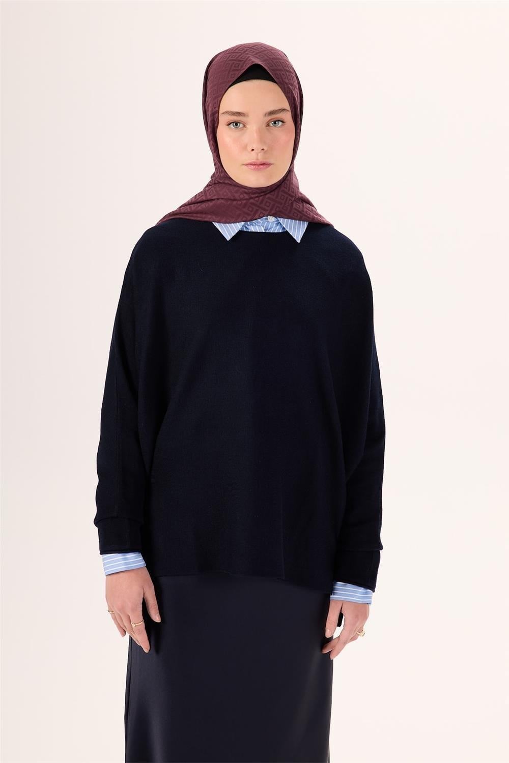 Pamuk Polyester Liva Şal Mürdüm Desenli Tok Duruşlu 90x200