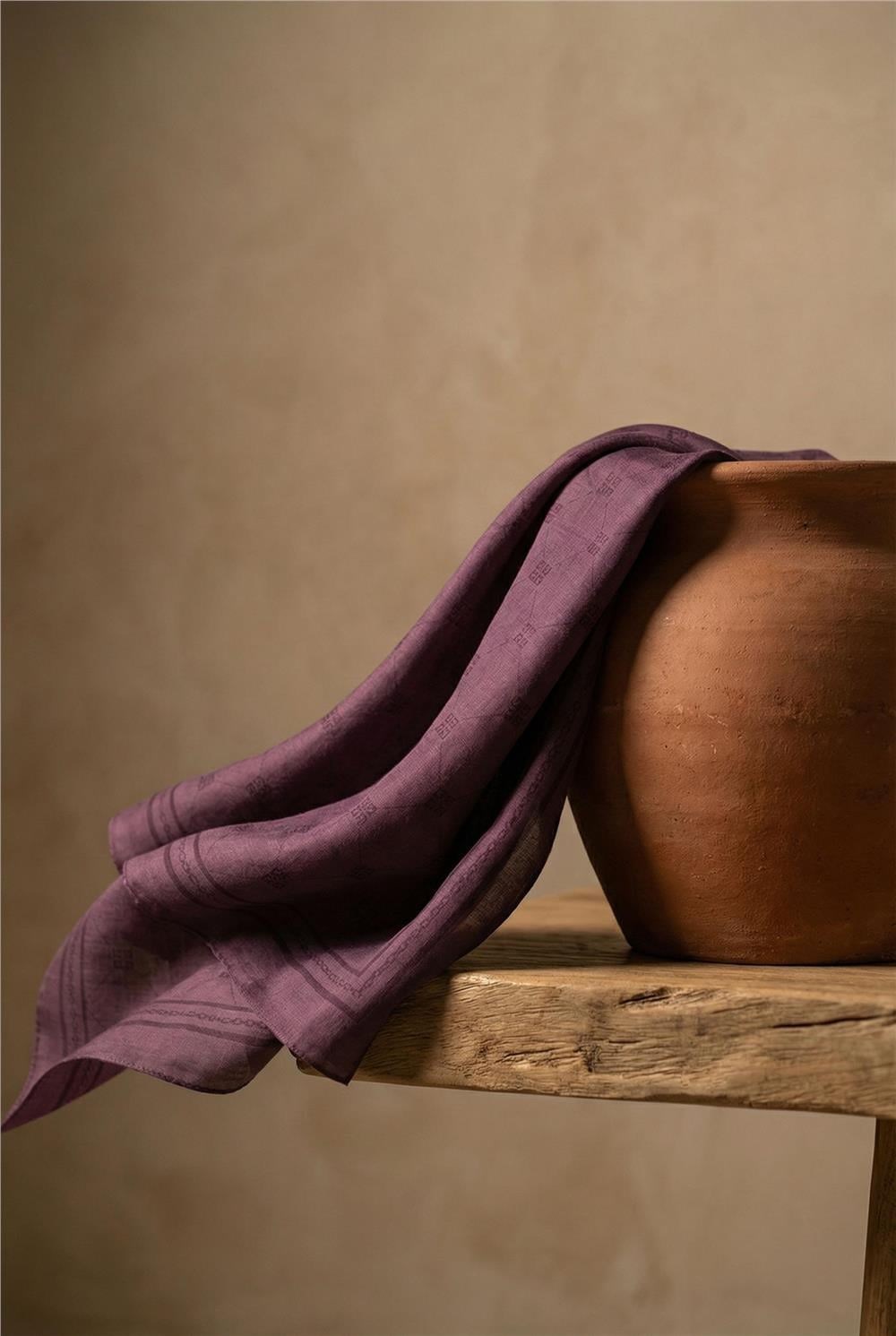 Pamuk Polyester Liva Şal Patlıcan Moru Nefes Alan Dokulu 90x200