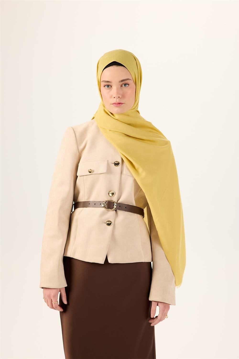 Pamuk Polyester Liva Şal Sarı Dokulu Nefes Alan Doğal Yapılı 90x200