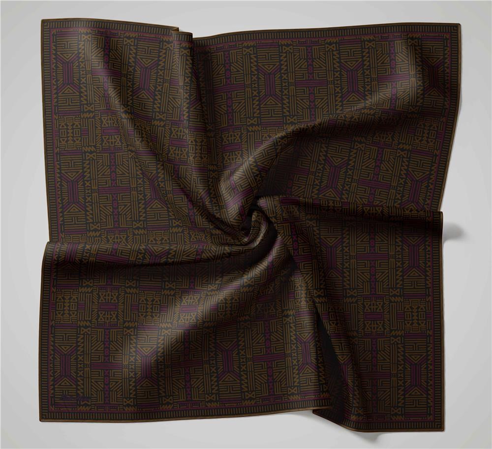 Pamuk Polyester Soft Eşarp Antrasit Geometrik Desenli Kaymaz Dokulu Tok Duruşlu 90x90