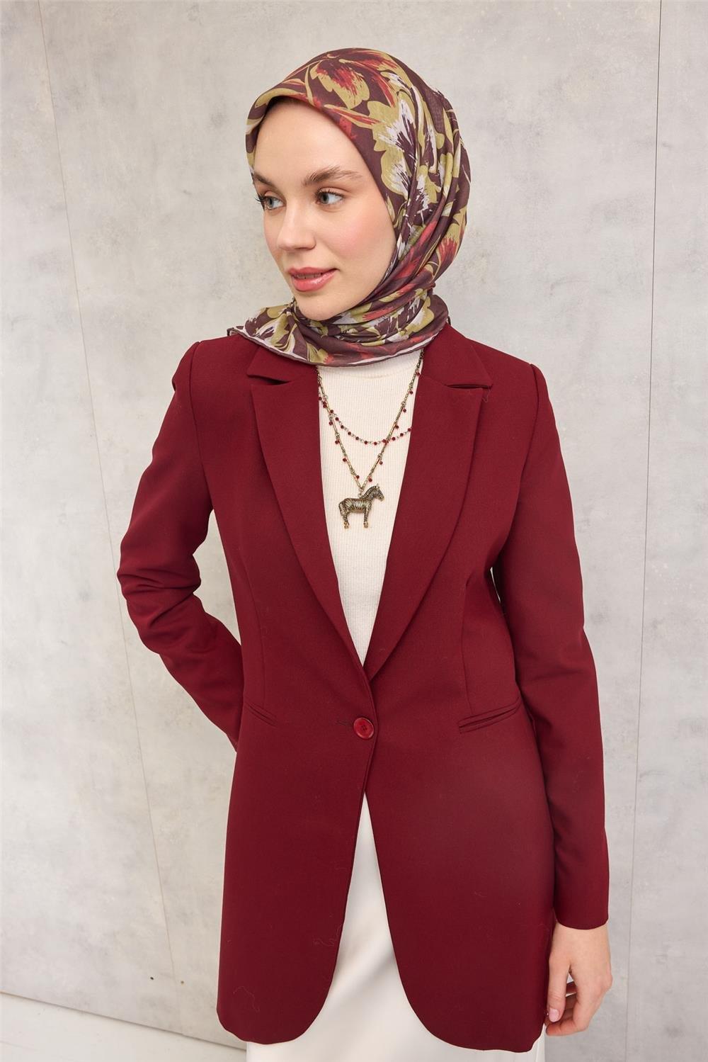 Pamuk Polyester Soft Eşarp Büyük Papatya Desen Kahverengi 90x90