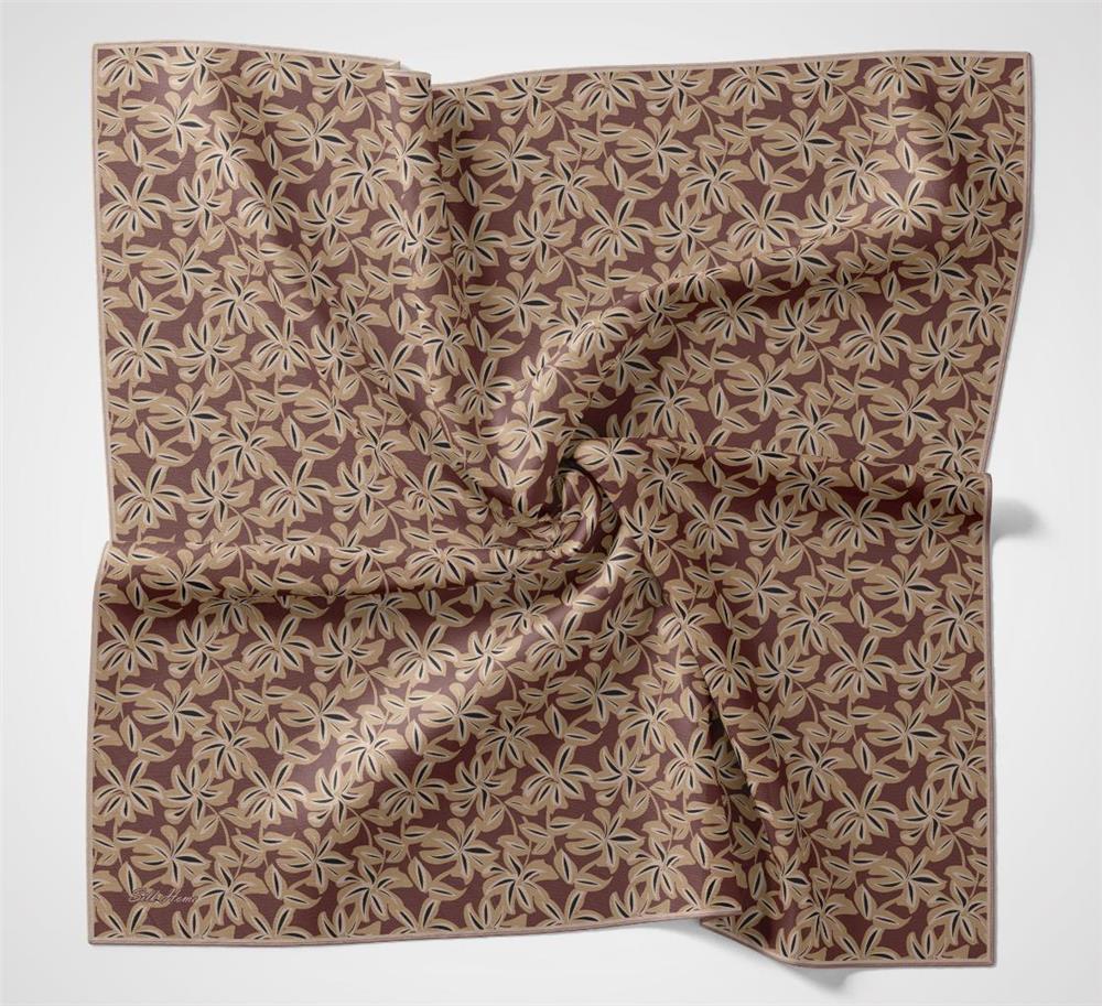 Pamuk Polyester Soft Eşarp Flora Desen Kiremit 90*90