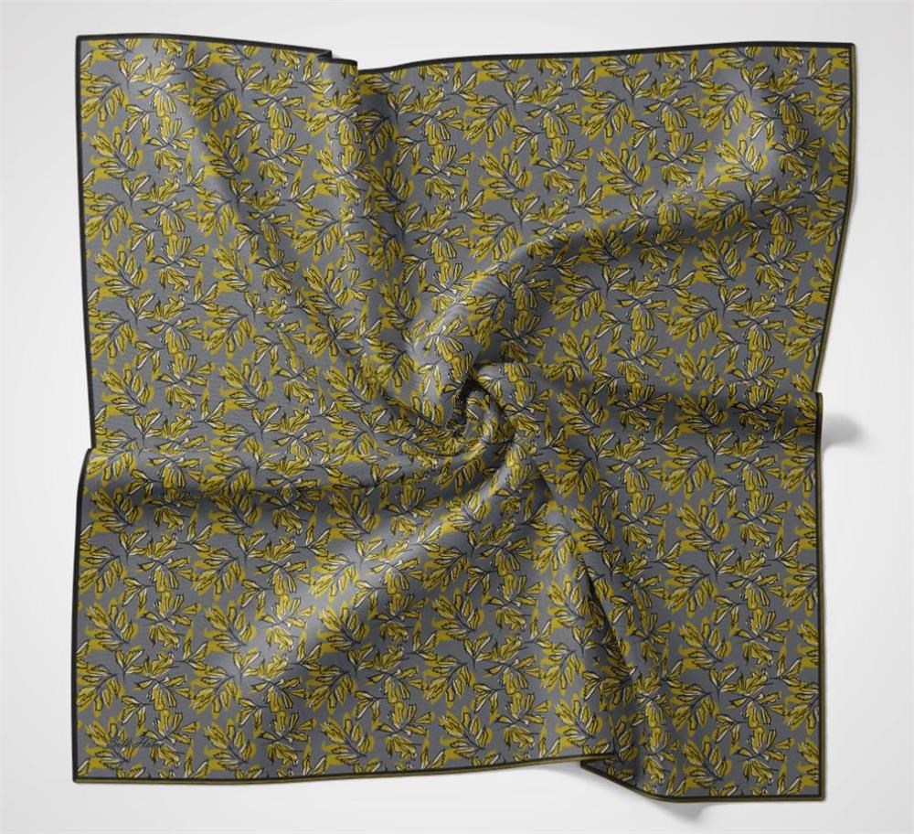 Pamuk Polyester Soft Eşarp Füme Çiçek Desenli Kaymaz Dokulu 90x90