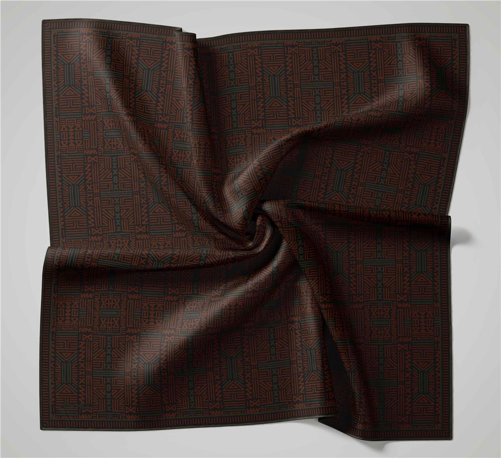 Pamuk Polyester Soft Eşarp Geometrik Desen Koyu Antrasit 90*90