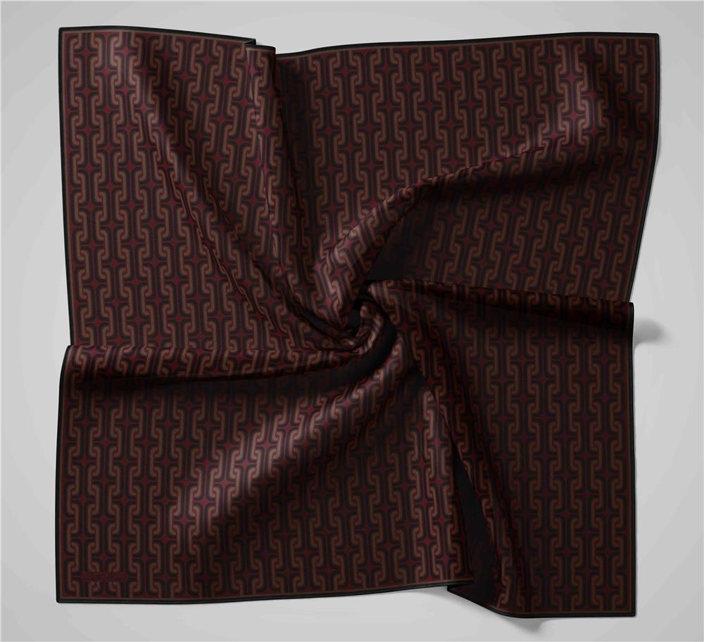 Pamuk Polyester Soft Eşarp Geometrik Desen Canlı Kırmızı 90x90