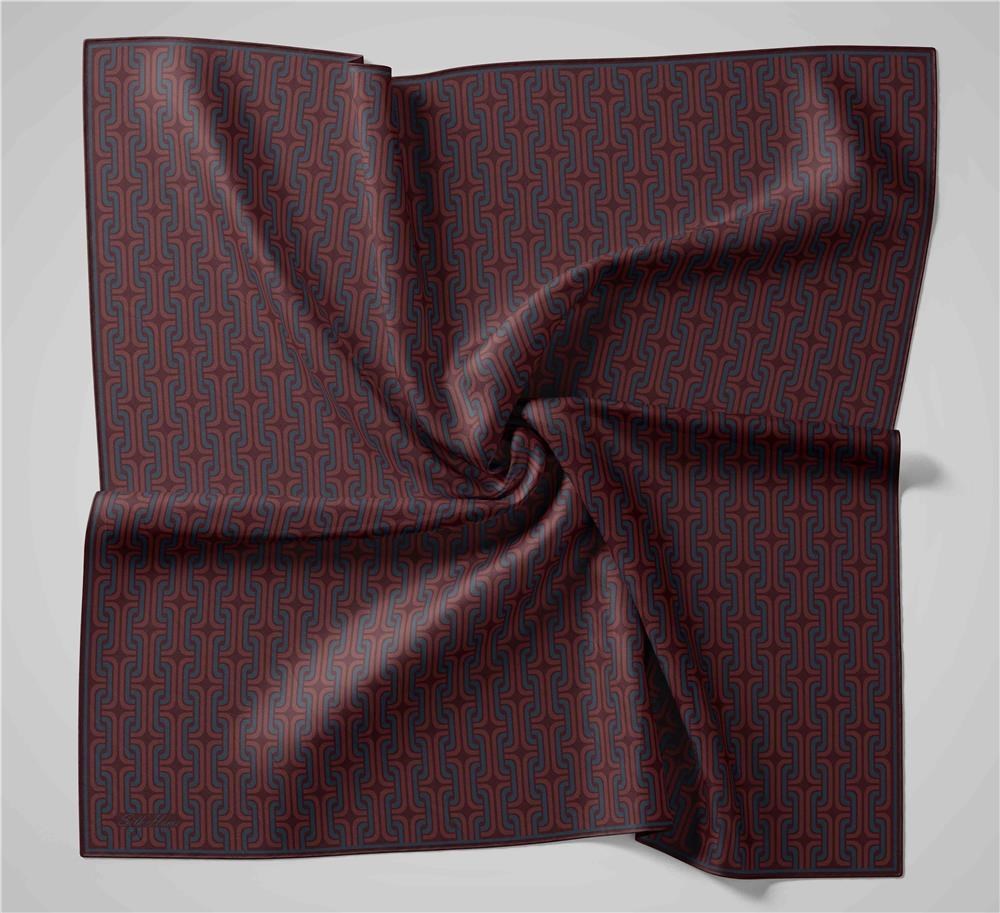 Pamuk Polyester Soft Eşarp Geometrik Desen Kiremit 90x90