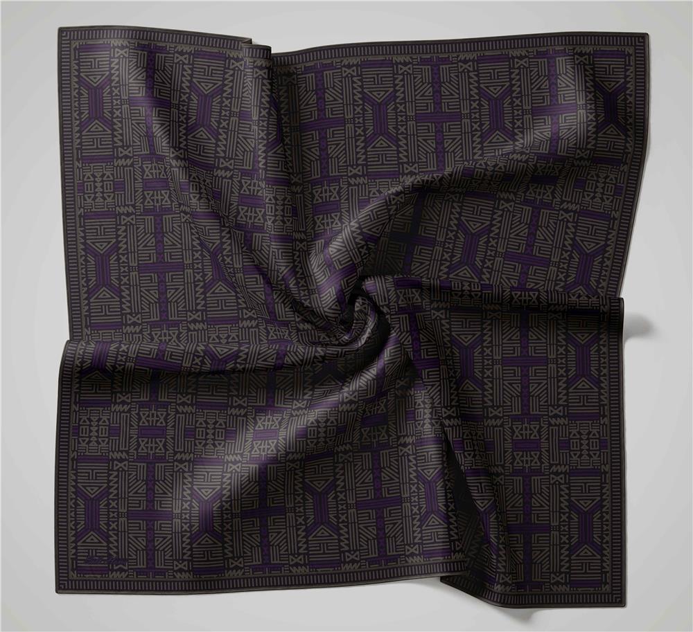 Pamuk Polyester Soft Eşarp Geometrik Desen Gri Yeşil 90*90