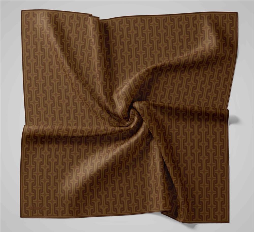 Pamuk Polyester Soft Eşarp Geometrik Desen Tarçın 90x90