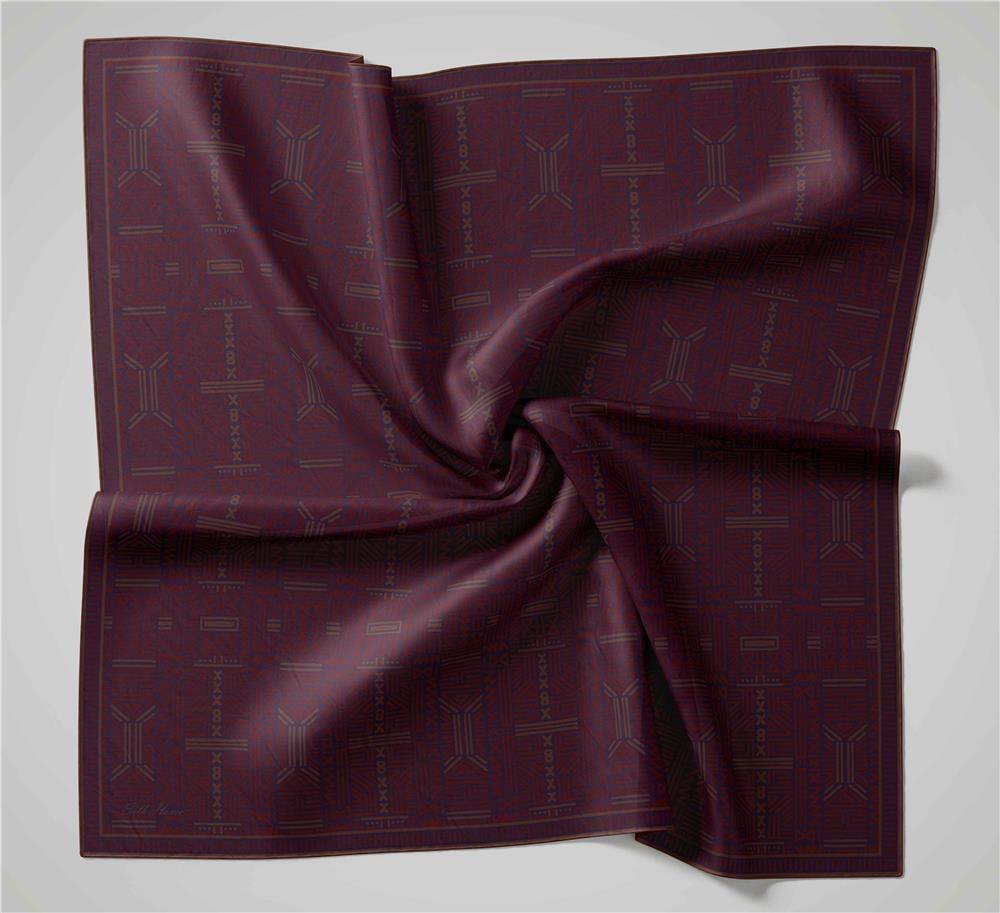 Pamuk Polyester Soft Eşarp Geometrik Desen Mor 90*90