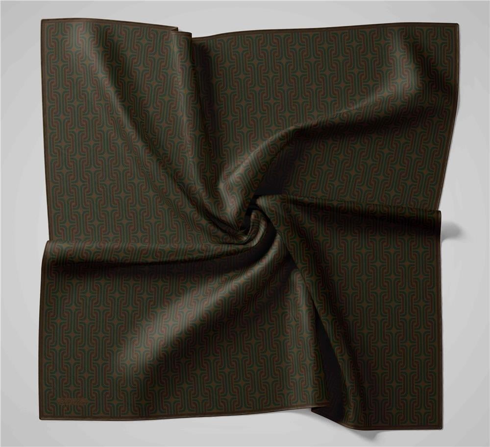 Pamuk Polyester Soft Eşarp Geometrik Desen Taba  90x90