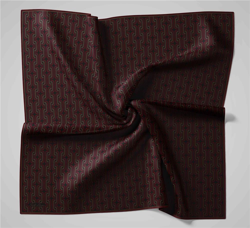 Pamuk Polyester Soft Eşarp Geometrik Desen Siyah 90x90