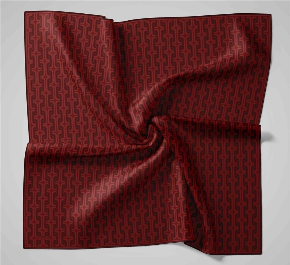 Pamuk Polyester Soft Eşarp Geometrik Desen Kırmızı 90x90
