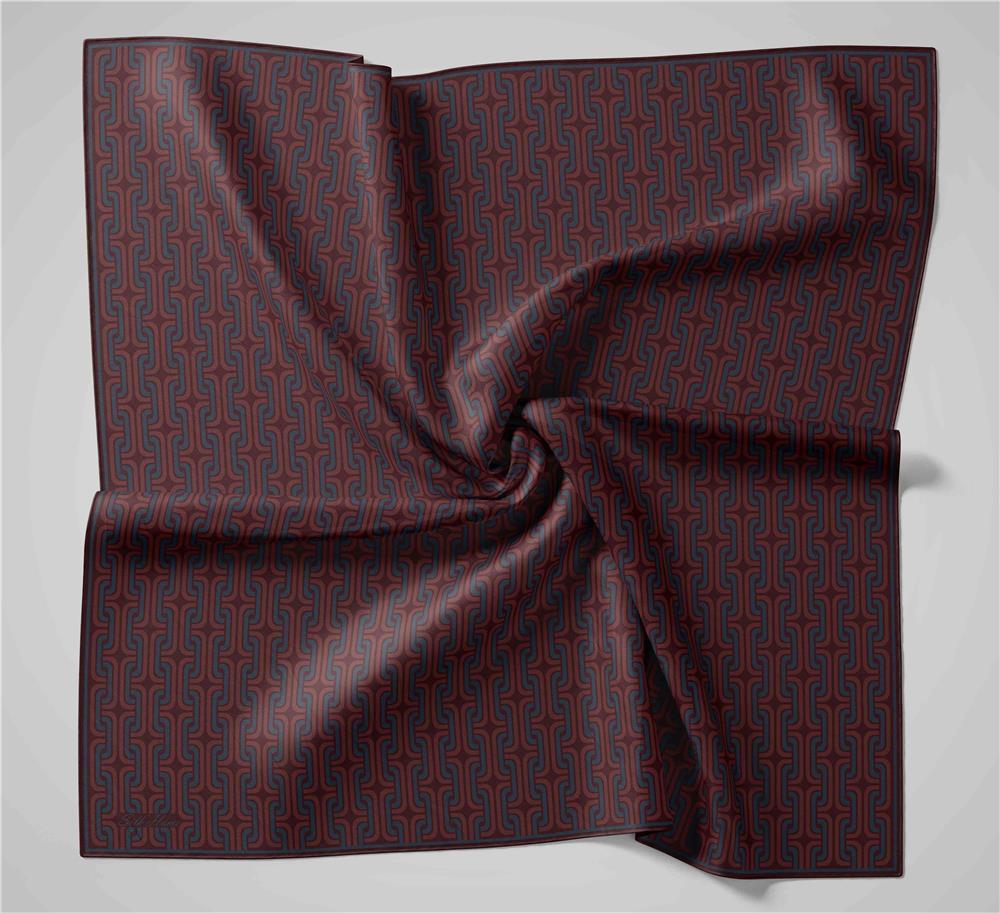 Pamuk Polyester Soft Eşarp Geometrik Desen Kiremit 90x90