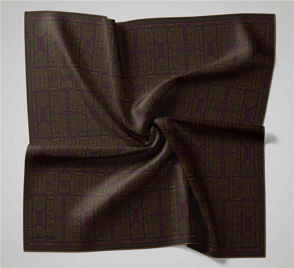Pamuk Polyester Soft Eşarp Geometrik Desen Antrasit 90*90