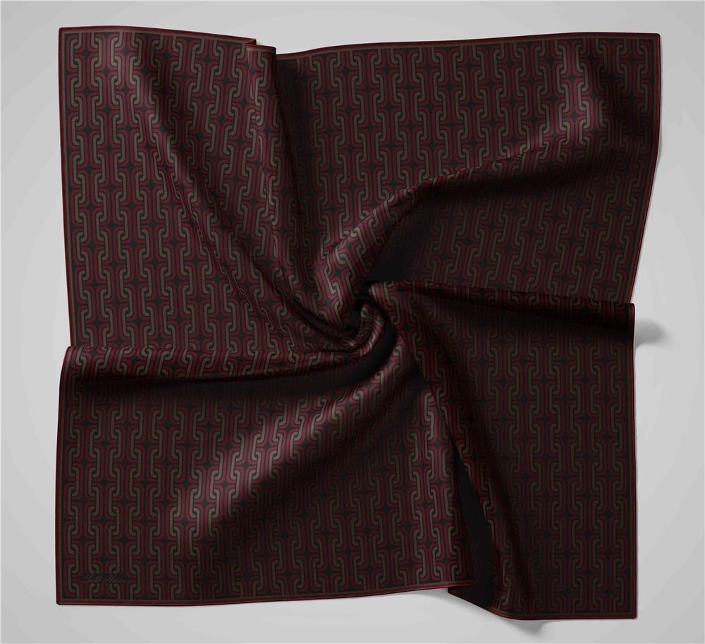 Pamuk Polyester Soft Eşarp Geometrik Desen Siyah 90x90