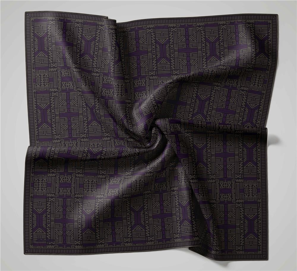 Pamuk Polyester Soft Eşarp Gri Yeşil Geometrik Desenli Kaymaz Dokulu Tok Duruşlu 90x90