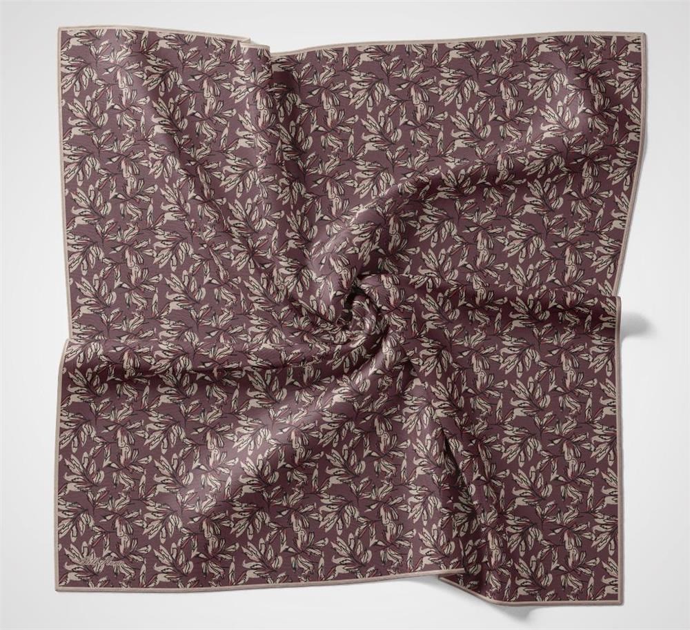 Pamuk Polyester Soft Eşarp Gül Kurusu Çiçek Desenli Kaymaz Dokulu 90x90