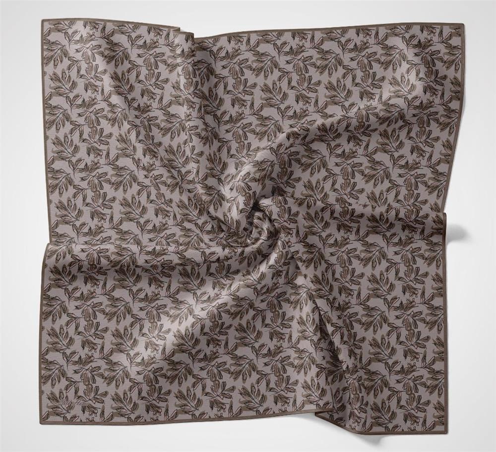 Pamuk Polyester Soft Eşarp Kahve Ton Çiçek Desenli Kaymaz Dokulu 90x90