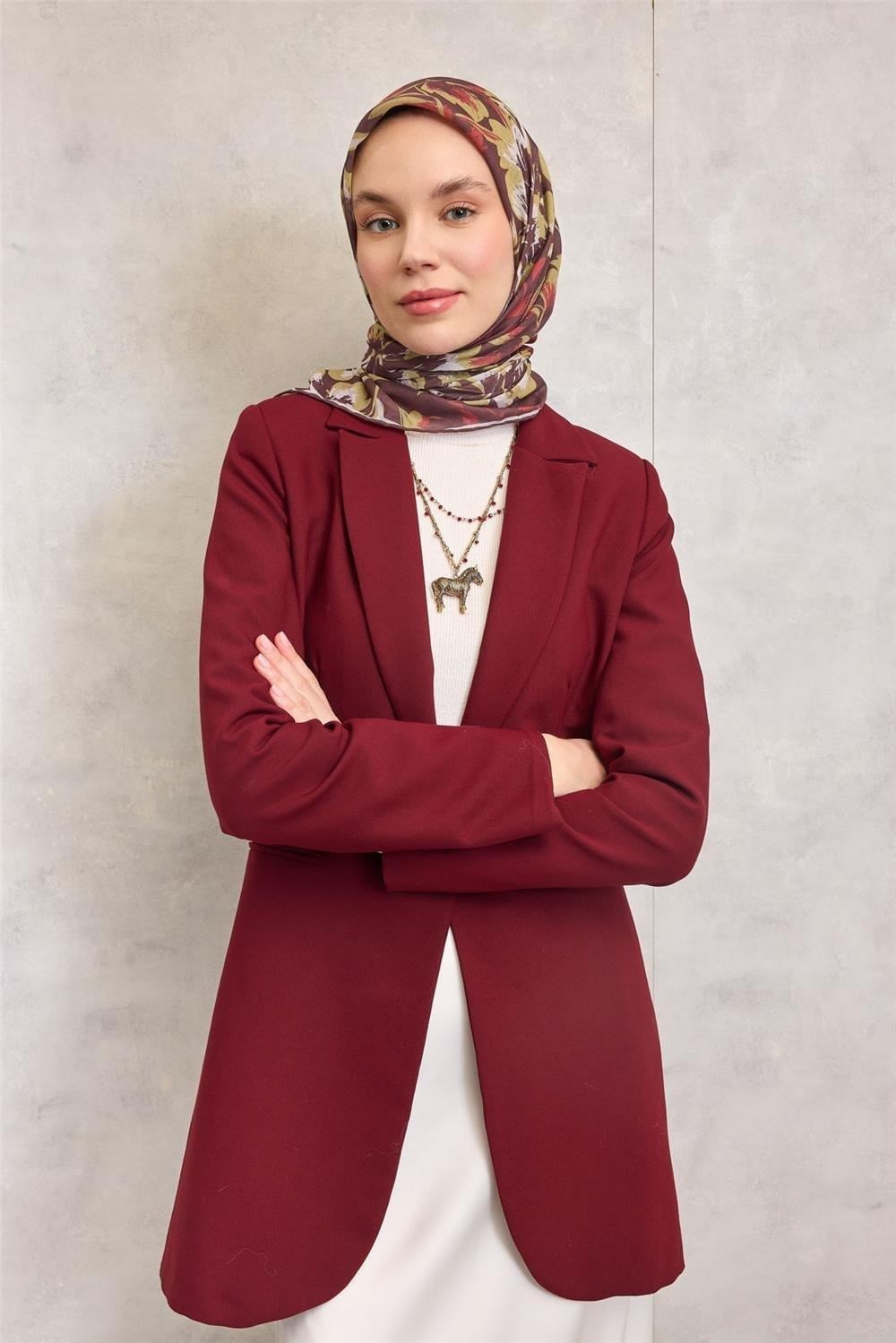 Pamuk Polyester Soft Eşarp Kahverengi Büyük Papatya Desenli Kaymaz Dokulu 90x90