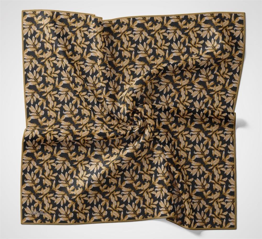 Pamuk Polyester Soft Eşarp Koyu Siyah Çiçek Desenli Kaymaz Dokulu 90x90