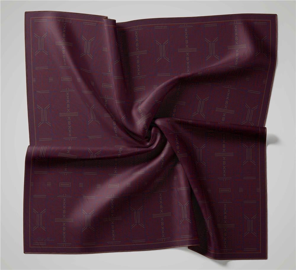 Pamuk Polyester Soft Eşarp Mor Geometrik Desenli Kaymaz Tok Duruşlu 90x90